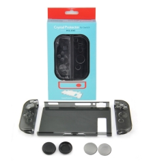 Switch  Crystal Protective Cover With 4 Caps/Transparent Black