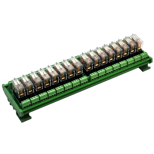 ELECTRONICS-SALON DIN Rail Mount AC/DC 24V control 16 SPDT 16Amp Pluggable Power Relay Module.