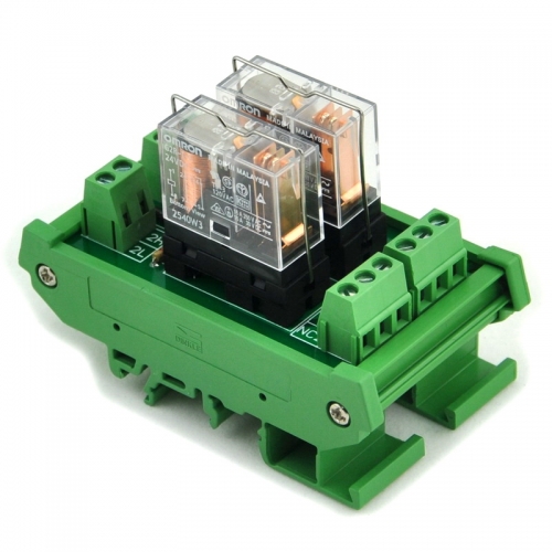 ELECTRONICS-SALON DIN Rail Mount AC/DC 24V Control 2 SPDT 16Amp Pluggable Power Relay Module.