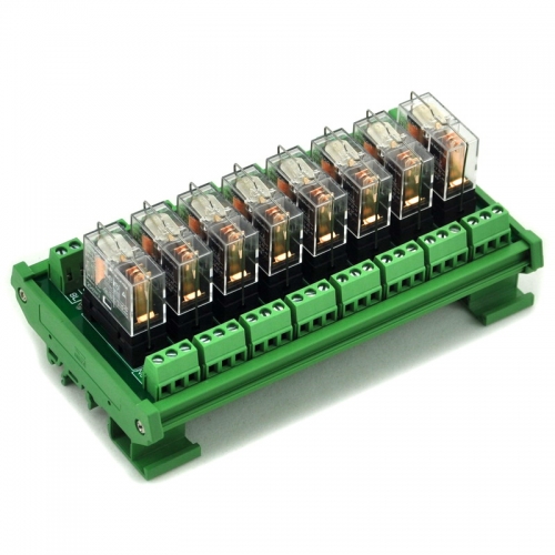 ELECTRONICS-SALON DIN Rail Mount AC/DC 12V Control 8 SPDT 16Amp Pluggable Power Relay Module.