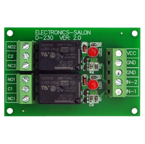 ELECTRONICS-SALON 2 SPDT 10Amp Power Relay Module, DC 24V Version.