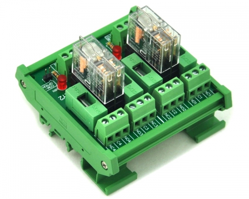 ELECTRONICS-SALON DIN Rail Mount Fused 2 DPDT 5A Power Relay Interface Module, G2R-2 5V DC Relay