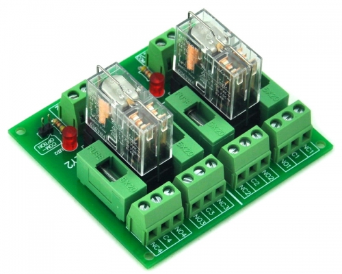 ELECTRONICS-SALON Fused 2 DPDT 5A Power Relay Interface Module, G2R-2 12V DC Relay