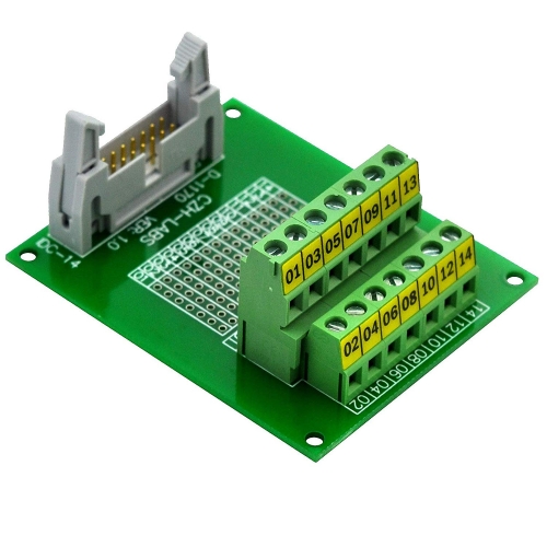 CZH-LABS IDC-14 Male Header Connector Breakout Board Module, IDC Pitch 0.1", Terminal Block Pitch 0.2"