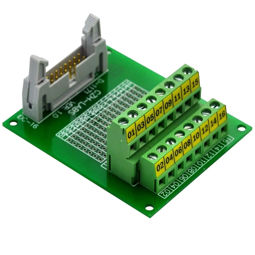 CZH-LABS IDC-16 Male Header Connector Breakout Board Module, IDC Pitch 0.1", Terminal Block Pitch 0.2"