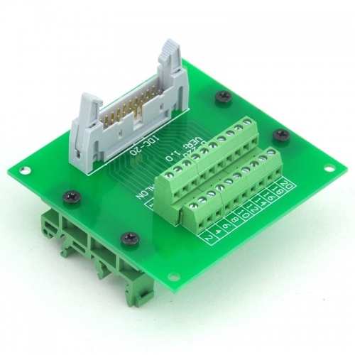 ELECTRONICS-SALON IDC20 Header Interface Module with Simple DIN Rail Mounting feet.