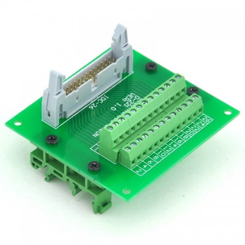 ELECTRONICS-SALON IDC26 Header Interface Module with Simple DIN Rail Mounting feet.