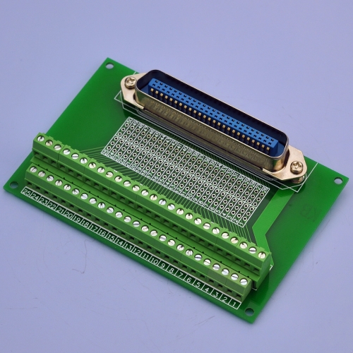 CZH-LABS 50-Pin 0.085" Centronics Vertical Male Ribbon Connector Screw Terminal Block Breakout Board.