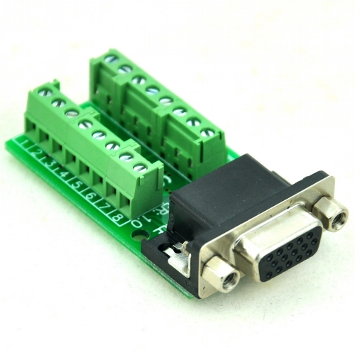 CZH-LABS Slim Right Angle D'SUB DB15HD Female Header Breakout Board Module, D-SUB.