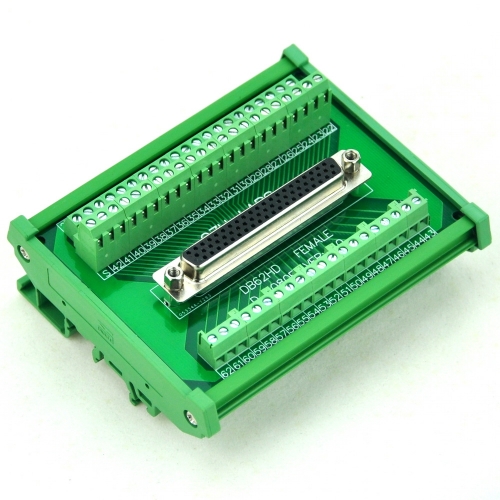 CZH-LABS DIN Rail Mount D-SUB DB62HD Female Header Interface Module, DSUB Breakout Board.
