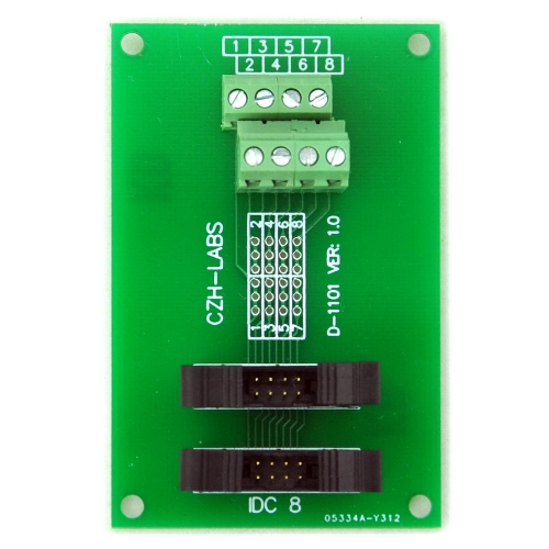 CZH-LABS Dual IDC-8 Pitch 2.0mm Male Header Terminal Block Breakout Board.