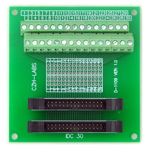 CZH-LABS Dual IDC-30 Pitch 2.0mm Male Header Terminal Block Breakout Board.