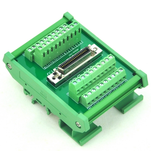 CZH-LABS DIN Rail Mount 40-pin 0.05" Mini D Ribbon/MDR Female Interface Module, SCSI.