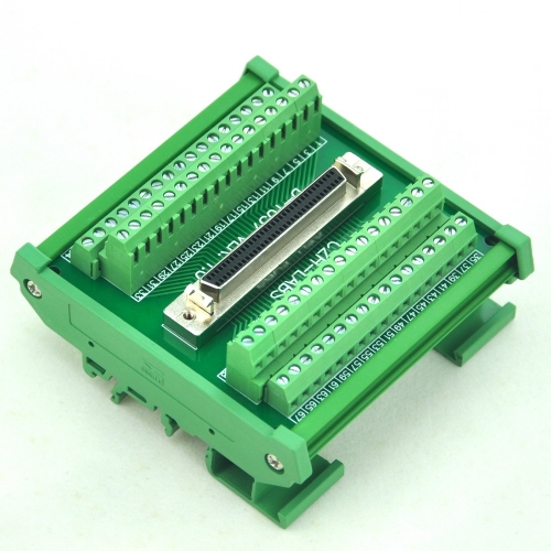 CZH-LABS DIN Rail Mount 68-pin Half-Pitch/0.05" D-SUB Female Interface Module, DSUB, SCSI.