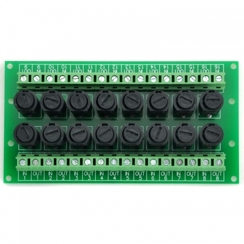 Electronics-Salon 16 Channel Fuse Board, for 5x20mm Tube Fuses.
