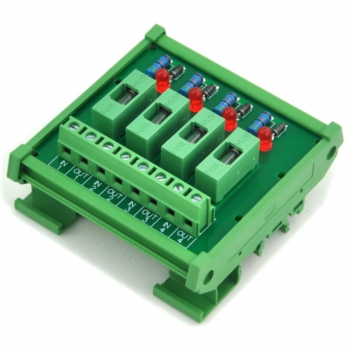 Electronics-Salon DIN Rail Mount 100~250VAC 4 Channel Fuse Interface Module, with Fuse Fail Indication.