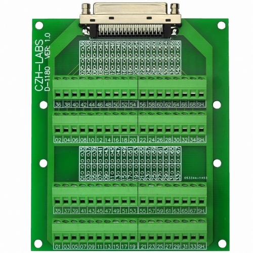 CZH-LABS 68-Pin VHDCI DSUB SCSI-5 Screw Terminal Block Breakout Board.