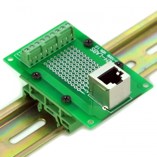 CZH-LABS RJ45 8P8C Interface Module with Simple DIN Rail Mounting feet, Vertical Jack.