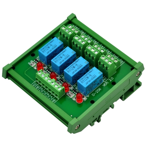 ELECTRONICS-SALON DIN Rail Mount 4 DPDT Signal Relay Interface Module, DC 12V Version.