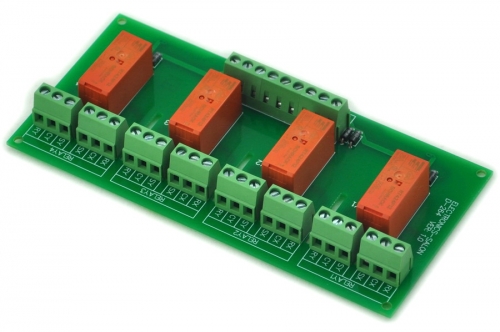 ELECTRONICS-SALON Passive Bistable/Latching 4 DPDT 8 Amp Power Relay Module, 12V Version, RT424F12