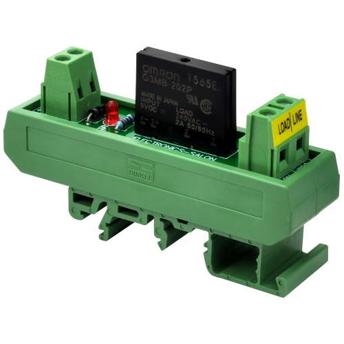 ELECTRONICS-SALON DC 5V Slim DIN Rail Mount 2Amp AC Solid State Relay Interface Module, G3MB-202P 5VDC.