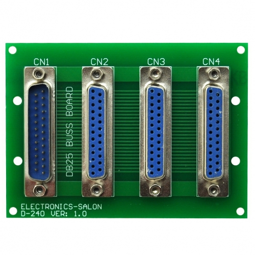 ELECTRONICS-SALON Panel Mount DB25 1 Male 3 Female Buss Board, DB-25 Busboard, D-Sub Bus Board Module.