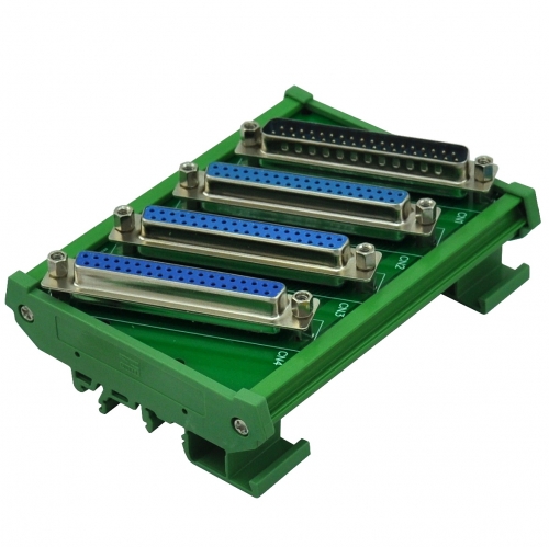 ELECTRONICS-SALON DIN Rail Mount DB37 1 Male 3 Female Buss Board, DB-37 Busboard, D-Sub Bus Board Module.