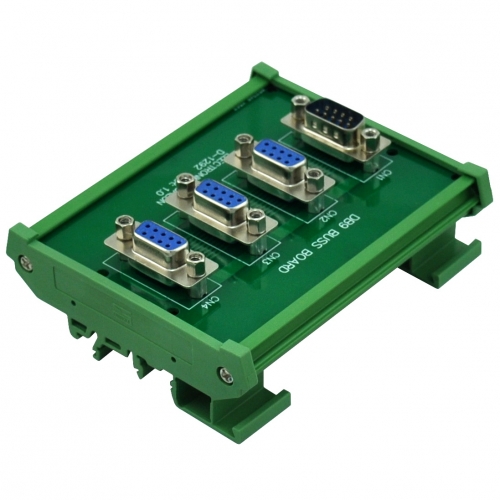 ELECTRONICS-SALON DIN Rail Mount DB9 1 Male 3 Female Buss Board, DB-9 Busboard, D-Sub Bus Board Module.