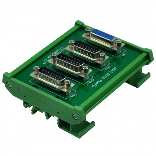 ELECTRONICS-SALON DIN Rail Mount DB15 1 Female 3 Male Buss Board, DB-15 Busboard, D-Sub Bus Board Module.