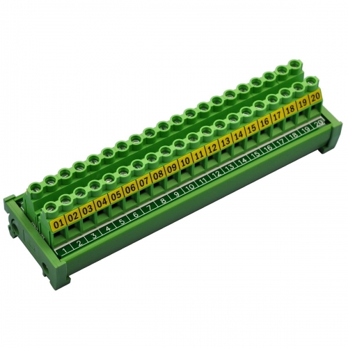 CZH-LABS DIN Rail Mount 30A/300V 20 Position Screw Terminal Block Distribution Module.