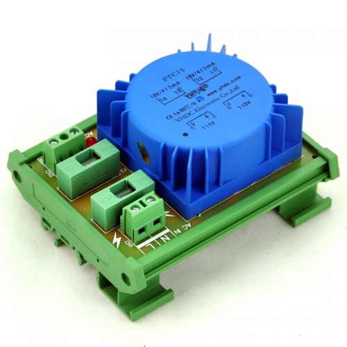 CZH P 230VAC, S 36VAC, 15VA DIN Rail Mount Toroidal Power Transformer Module.