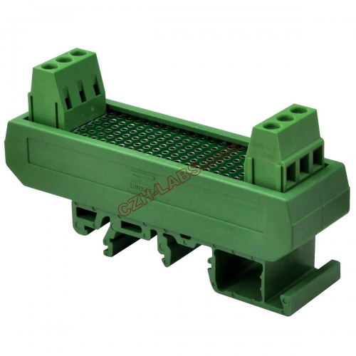 CZH-LABS DIN Rail Mounting Carrier Housing with Prototype Board, PCB Size 20.3mm x 73mm.