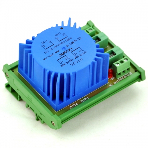 CZH P 230VAC, S 15VAC, 25VA DIN Rail Mount Toroidal Power Transformer Module.