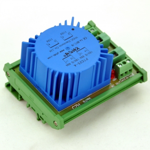 CZH P 230VAC, S 18VAC, 25VA DIN Rail Mount Toroidal Power Transformer Module.