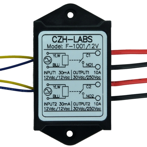 CZH-LABS Dual SPST-NO 10Amp Power Relay Module, AC/DC 12V Control Voltage.