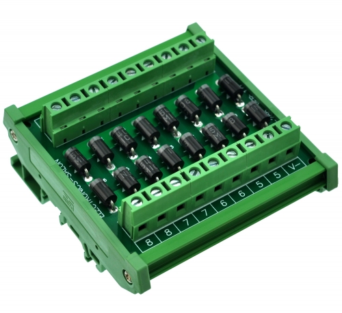 Electronics-Salon DIN Rail Mount Clamp Diode Array Module Board, 16 1N5408 3A 1000V.