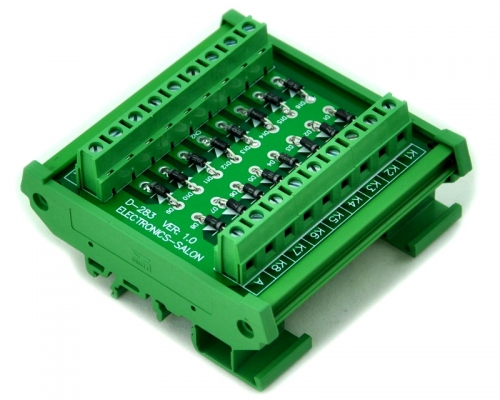 ELECTRONICS-SALON DIN Rail Mount Common Anode 16 Diode Network Module, 1N4007 1A 1000V.