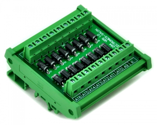 ELECTRONICS-SALON DIN Rail Mount Common Cathode 16 Diode Network Module, 1N5408 3A 1000V.