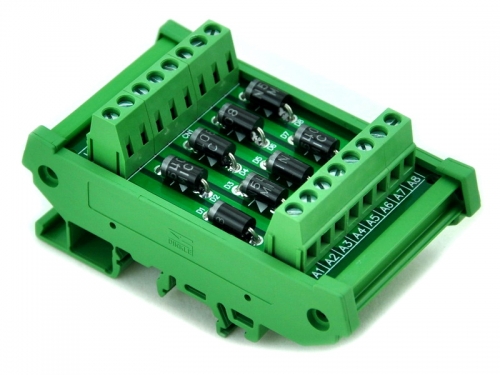 ELECTRONICS-SALON DIN Rail Mount 8 Individual Diode Module, 1N5408 3A 1000V.