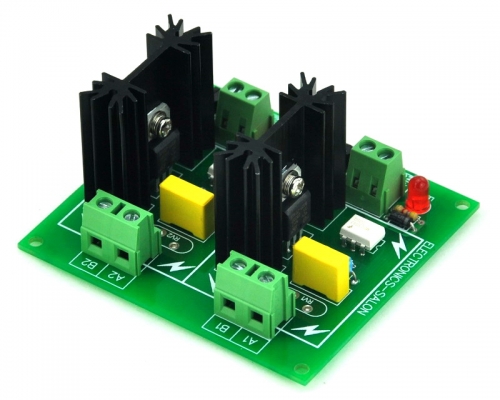 ELECTRONICS-SALON Two Channel 6A SSR Module Board, in 4~32VDC, out 100~240VAC, Solid State Relay.