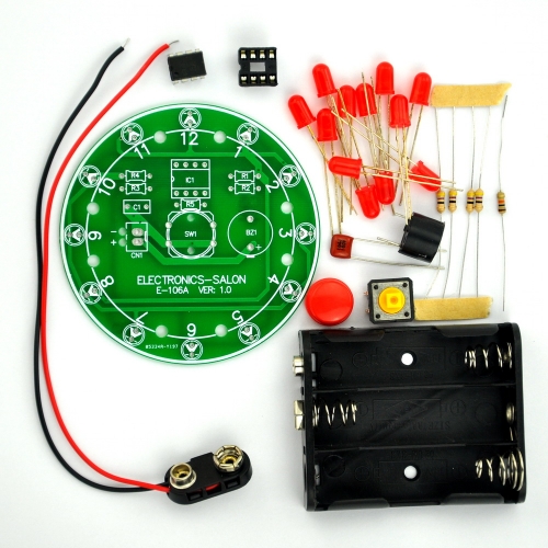 ELECTRONICS-SALON 12 Position LED Electronic Lucky Rotary Board Kit, Based on PIC12F508 MCU.