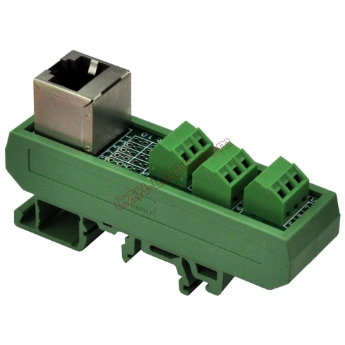 Slim DIN Rail Mount RJ45 8P8C Breakout Board Interface Module.