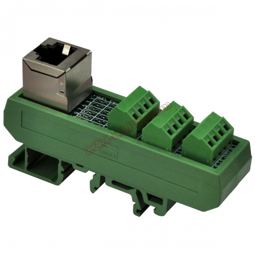 Slim DIN Rail Mount RJ50 10P10C Breakout Board Interface Module.