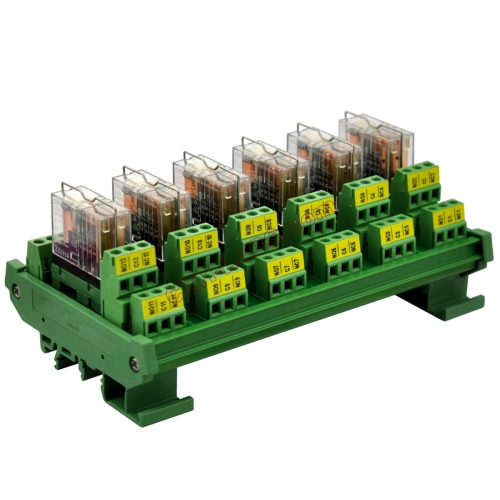 DIN Rail Mount AC/DC 24V Control 6 DPDT 5Amp Pluggable Power Relay Interface Module.