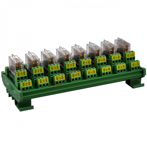 DIN Rail Mount AC/DC 5V Control 8 DPDT 5Amp Pluggable Power Relay Interface Module.