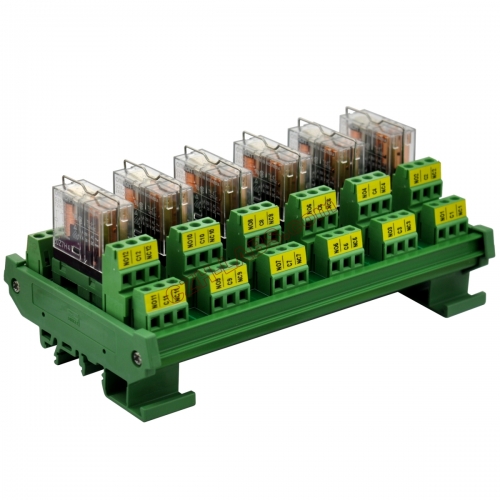 DIN Rail Mount AC/DC 12V Control 6 DPDT 5Amp Pluggable Power Relay Interface Module.