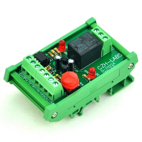 DIN Rail Momentary-Switch/Pulse-Signal Control Latching SPDT Relay Module, 24V.