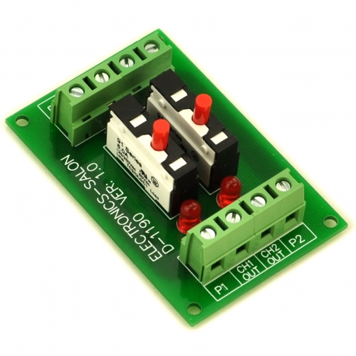 Panel Mount 2 Channel Thermal Circuit Breaker Module, with 2 Direct Connection Terminal.