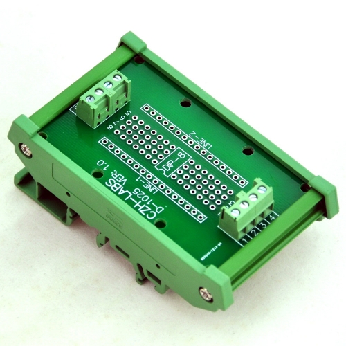 DIP-8 Component to Screw Terminal Adapter Board, w/HQ DIN Rail Mount Carrier.