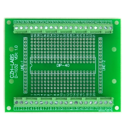 DIP-40 Component to Screw Terminal Block Adapter Board, DIP40 PCB.
